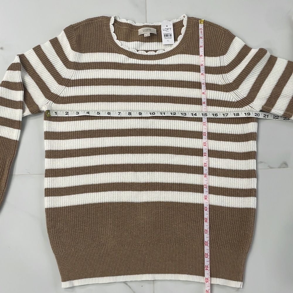 Loft Women Sz XL Pullover Sweater Knit Scalloped Long Sleeve - Picture 6 of 10